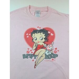 Vintage 2002 Betty Boop Pink T-Shirt Womens AAA Alstyle Large Hearts Pudgy Dog